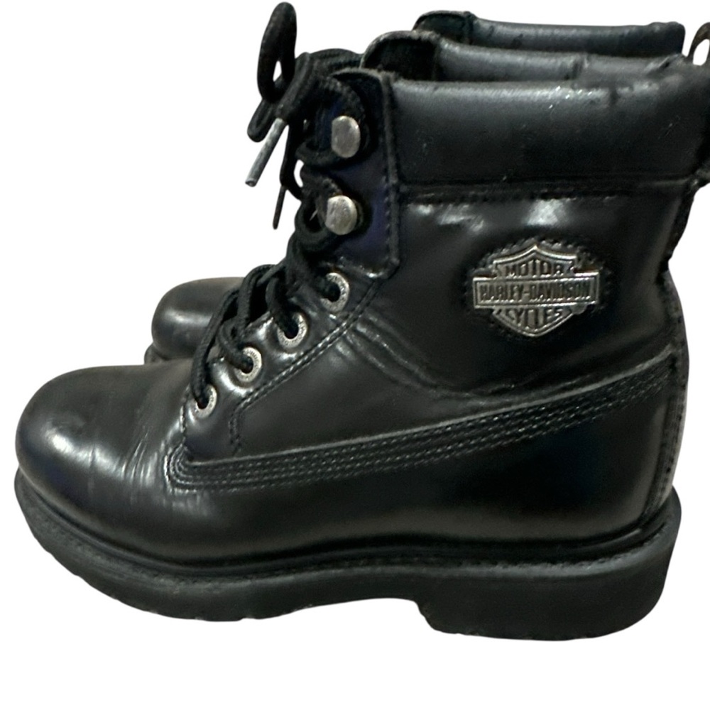 Harley-Davidson Women’s Black Leather Motorcycle Boots, Size 6.
